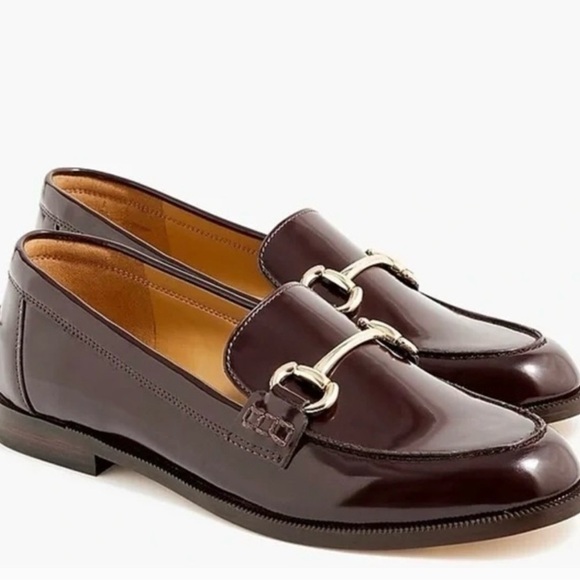 J. Crew Factory Dark Brown Loafers with Gold Buckles - Picture 1 of 7